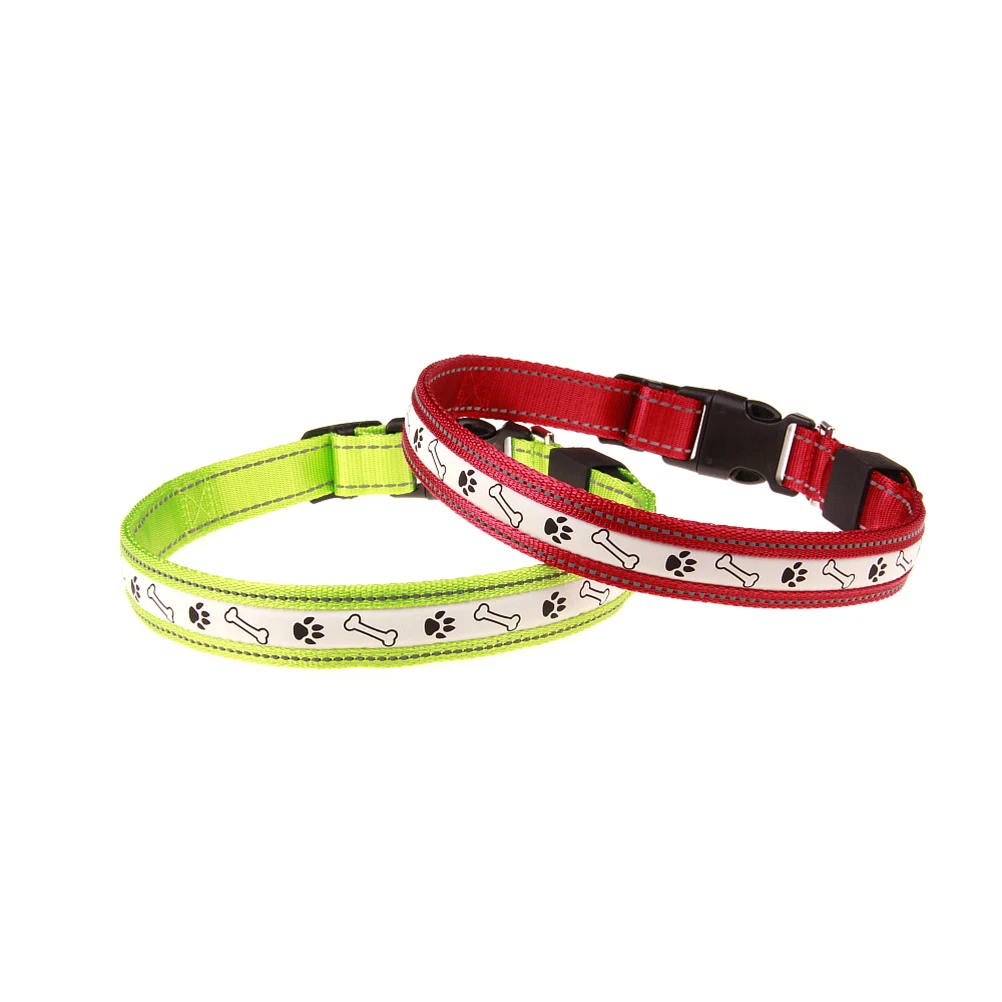 

LED Dog Collar Bone And Footprint Operated Glowing Pet Dog Collar Light Flashing Light Up Dog Necklace For Dogs Night Wa