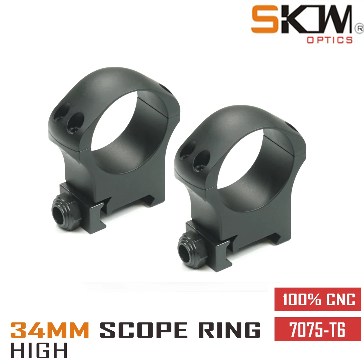 SKWGEAR Tactical 34mm Scope Rings CNC High Heavy Duty RifleScope 7075 -T6 Mount  Fit Picatinny