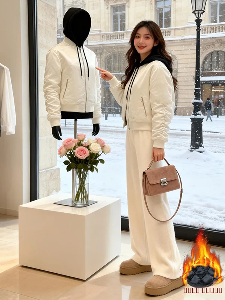 

Утепленная флисовая куртка для женщин: модная, уличная, прочная, с длинными рукавами, на молнии, в стиле колор-блок