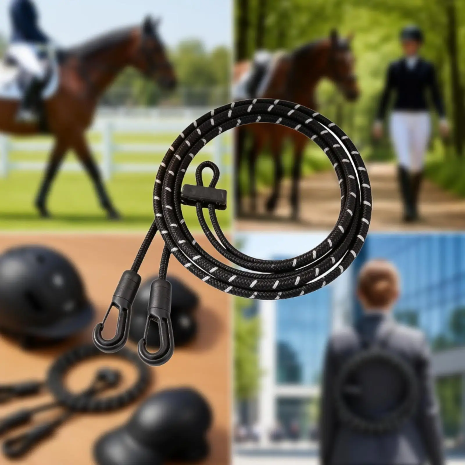 

Horse Training Rope Elastic Stretcher 300cm Adjustable Nylon Reins for Daily Riding Secure Lead Leash Flexible Design