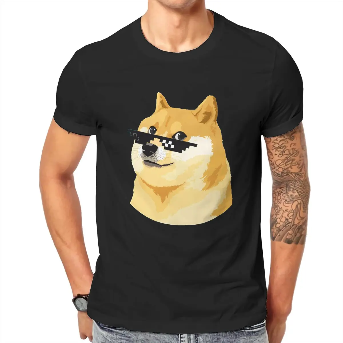 Men  DOGE COIN  T shirts Men's  High Quality Pure Cotton  T-shirt Cotton Short Sleeves Men's clothing Tops inner outfit