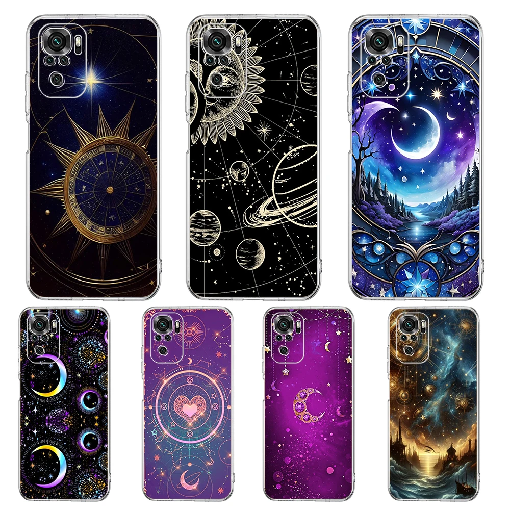 Transparent Phone Case for Redmi 13C 12C 10C Note 13 12 11 11T K40 Gaming Plus Pro 4G 5G Soft TPU Cover Shell Fresh Moon Star