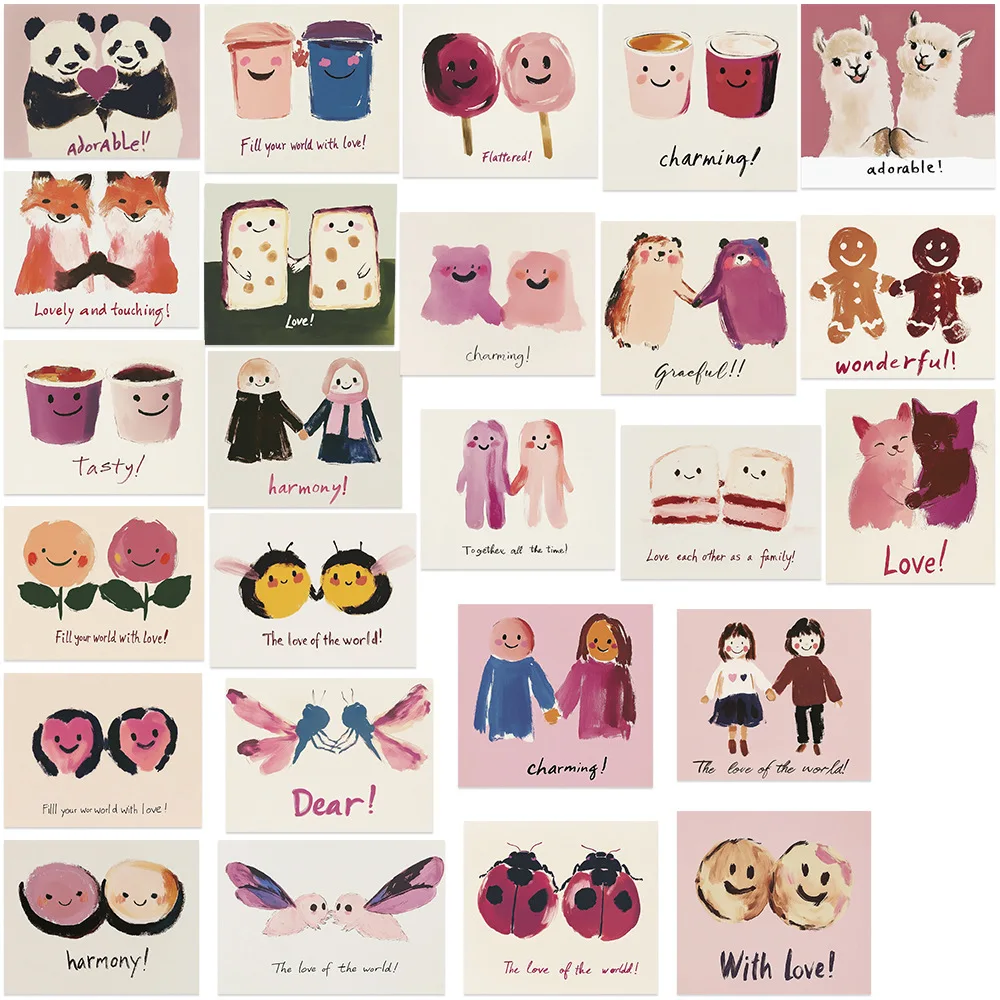 10/50PCS Adesivos Fofos Pintados à Mão para o Dia dos Namorados, Decoração Criativa de Graffiti DIY para Capas de Celular, Cadernos, Copos de Água e Brinquedos