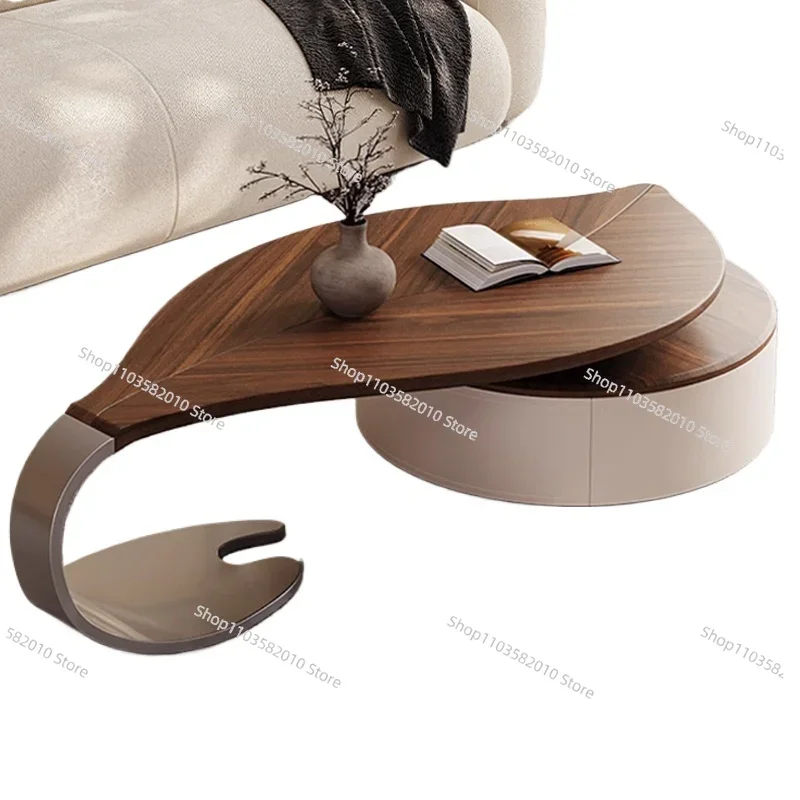 

Modern leaf shaped walnut veneer coffee table, light luxury living room home, new designer's creative irregular coffee table