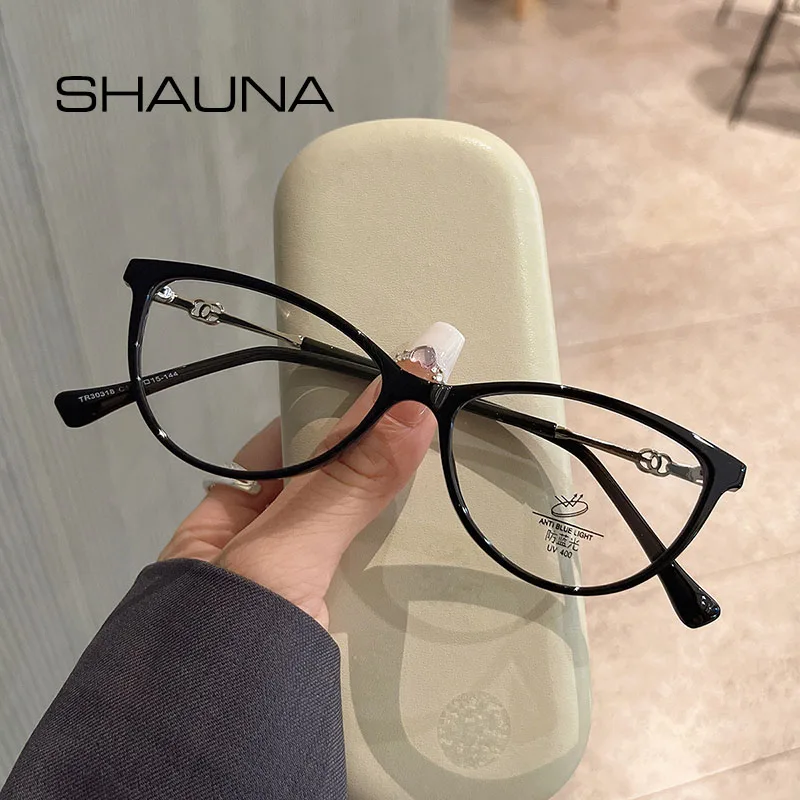 

SHAUNA модные анти-синий свет TR90 женские очки кошачий глаз оправа оптические компьютерные очки