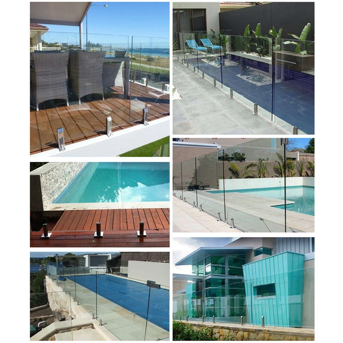 

Punch Free Stainless Steel Glass Clamp Durable Holder Easy to Use Fixing Tool with Lid and Screw Matte Silver Finish