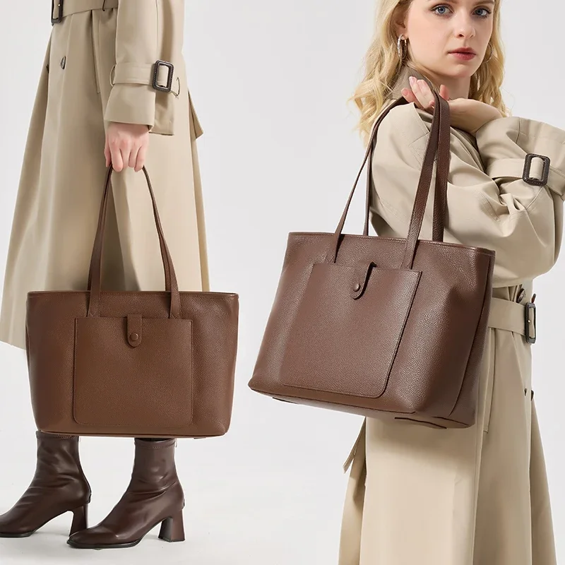 Women Genuine Cowhide Top Grain Leather Handbag Roomy Tote Ladies Large Capacity Structured for Shopping for Travel Purse 2026