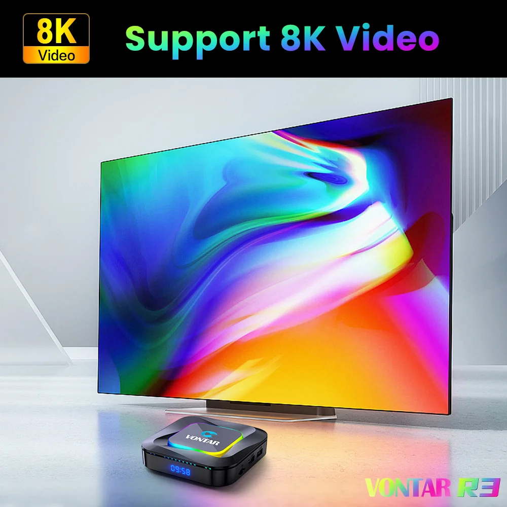 VONTAR-Boîtier Smart TV R3, Android 13.0, Rockchip RK3528 Max, 4 Go/128 Go, 2 Go/16 Go, décodeur compatible vidéo 8K/HDR10 + BTpig/Wifi6