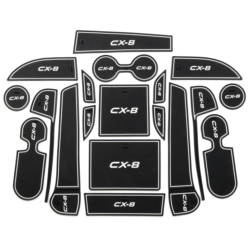 Rubber Mat Door Mat Anti-slip Cup Pad For Mazda CX-8 CX8 CX 8 2013 2014 19pcs Interior Decoration Accessory Gate Slot Pad
