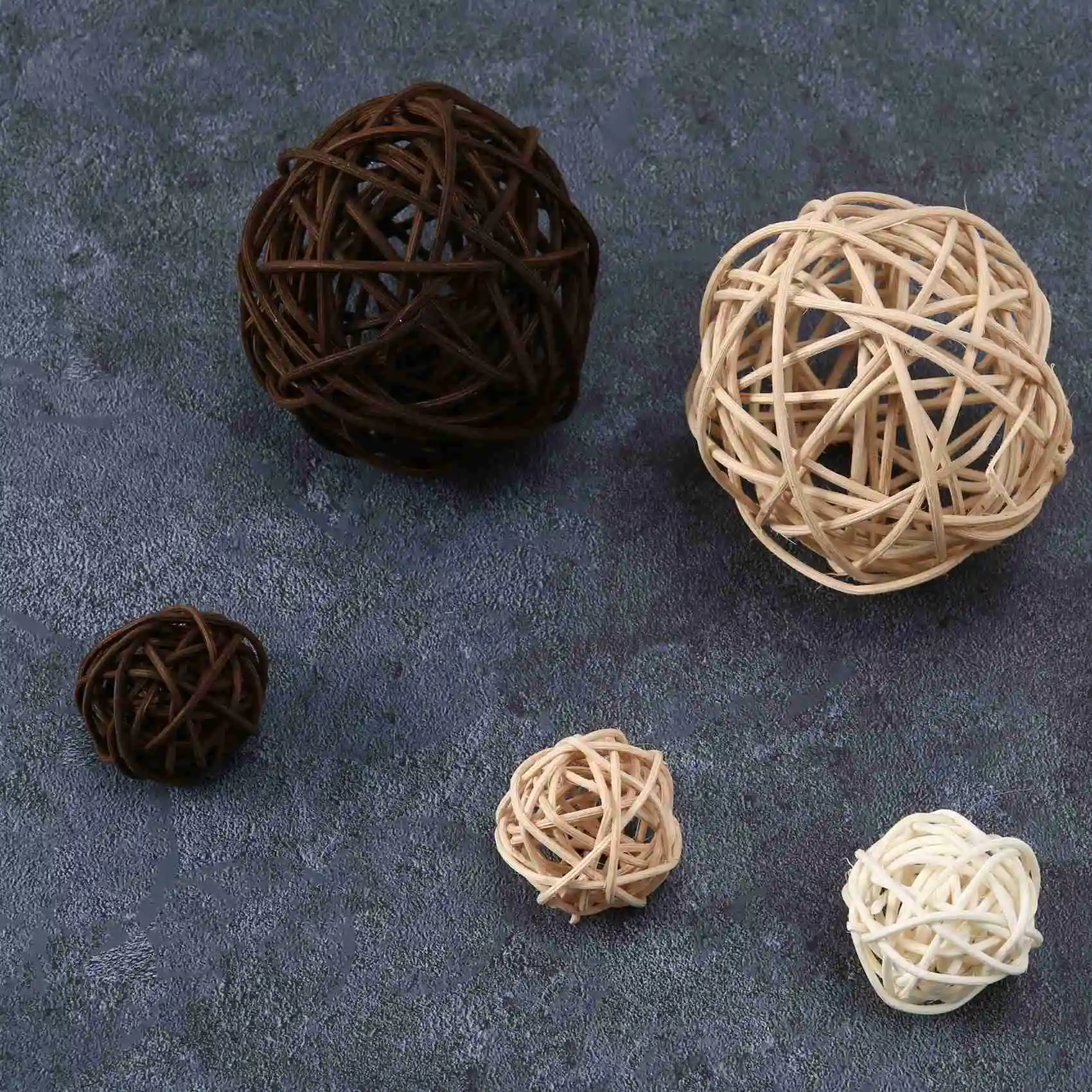 21 Pcs/Lot Mixed 3 Colors Rattan Balls Vase Fillers for Wedding Party Christmas Decoration, Assorted Three Size(3cm/5cm/7cm) TQ