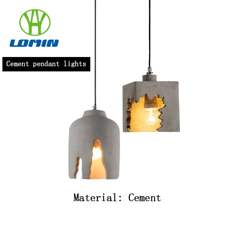 

Lomin Nordic Industrial Style Pendant Lamp Cement Notched Chandelier For Restaurant Café Bar Showroom Corridor Gap Chandelier