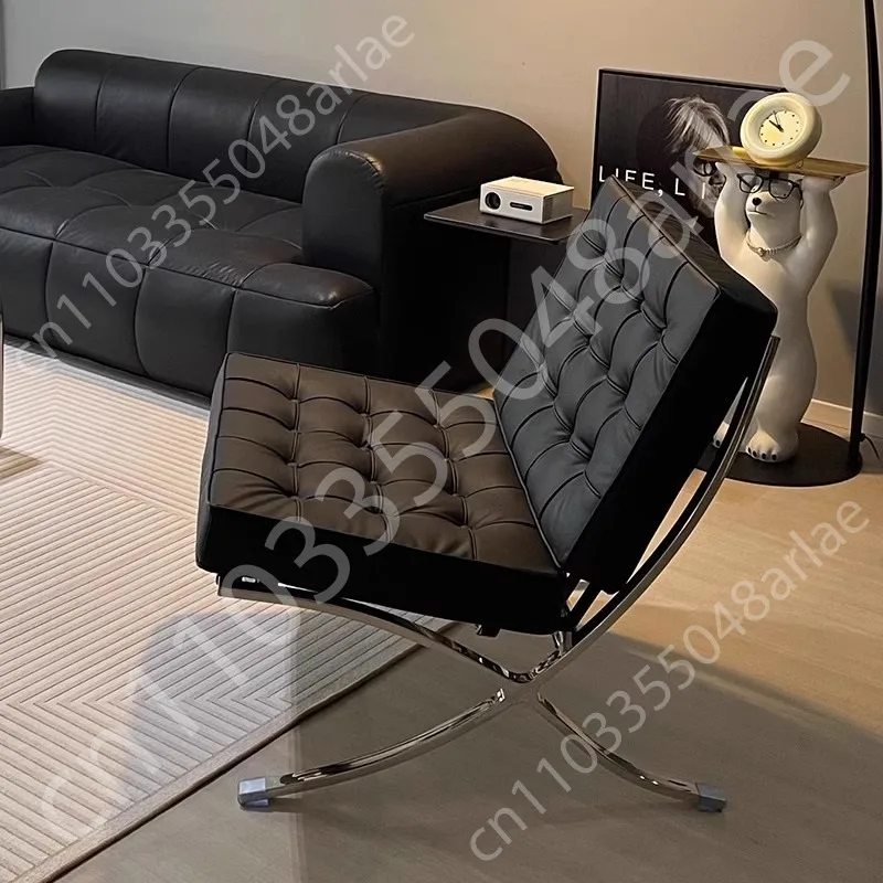 Länge 60 cm/80 cm, Einzelsofa aus Ölwachsleder, Rona-Stuhl, minimalistisch, leicht, luxuriös, Wohnzimmer, Balkon, faule Freizeit