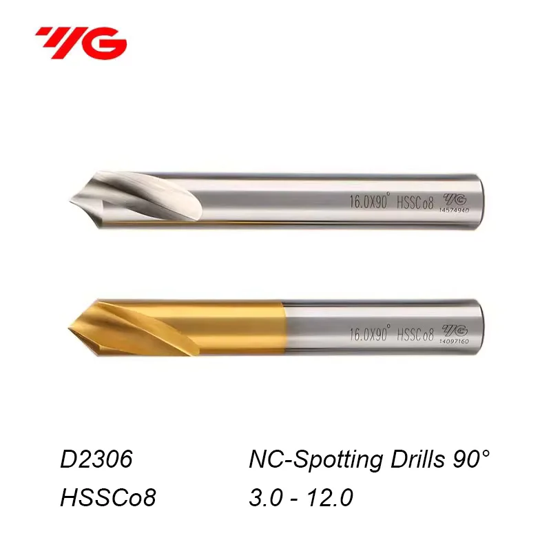Coreia Yg-1 d2306 m42 hss estanho revestido centro broca para ponto de alumínio centralização buraco chanfradura broca