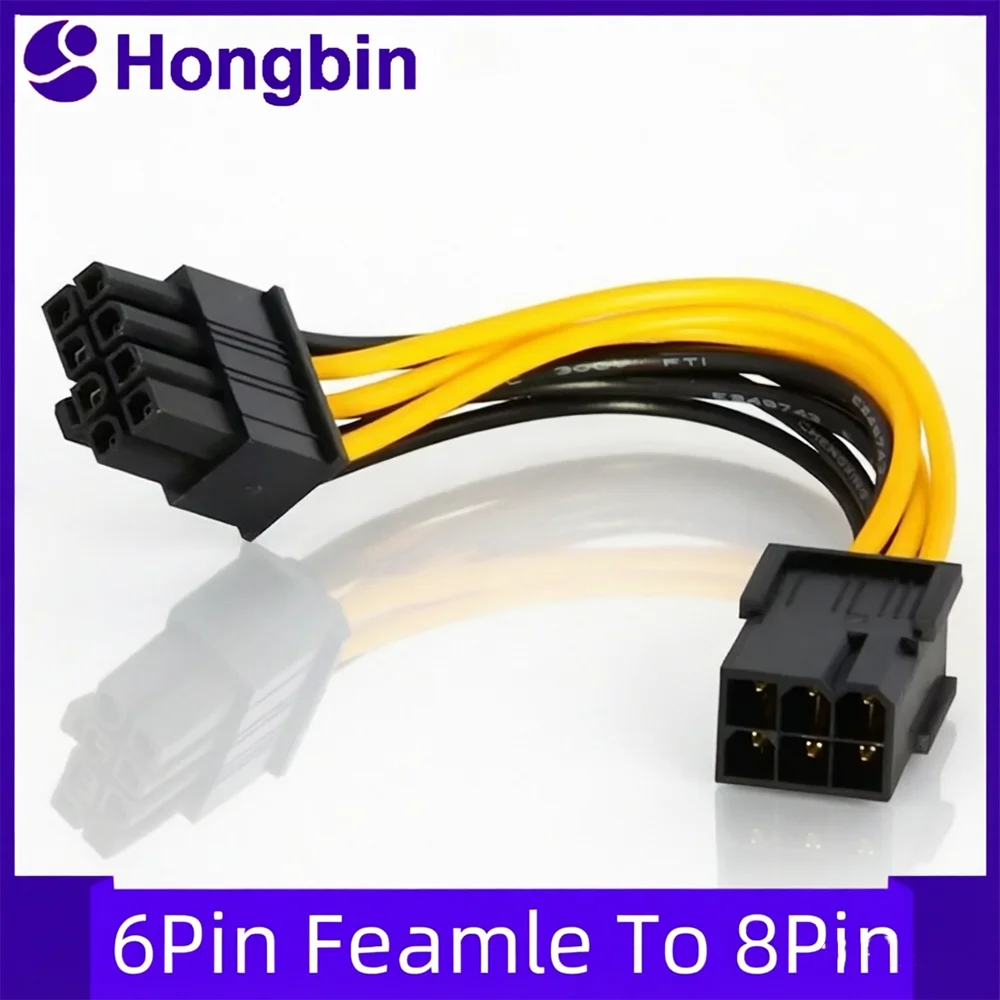 2PCS 6 Pin Feamle To 8 Pin Male PCI Express Power Converter Cable CPU Video Graphics Card 6Pin To 8Pin PCIE Power Cable