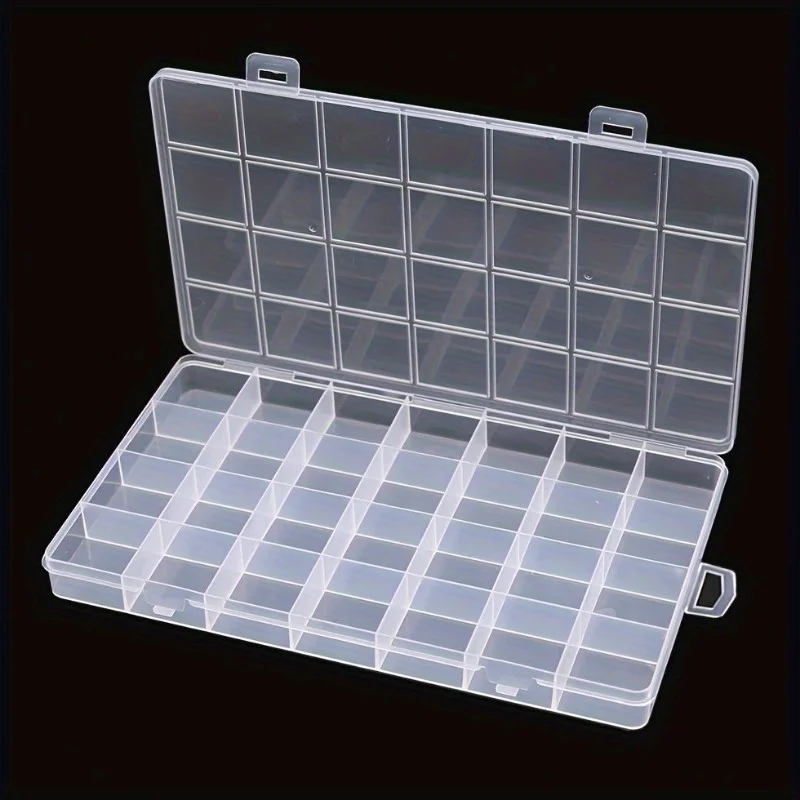 1pc 28-Compartment Durable Plastic Organizer - Multifunctional Jewelry and Bead Storage Solution with Transparent Display