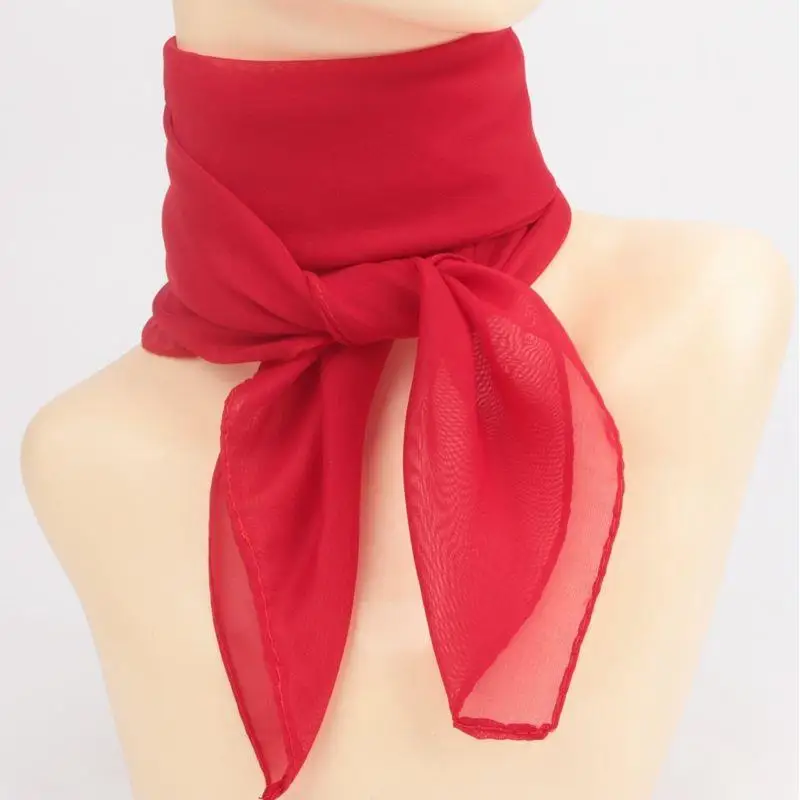 

Silk Chiffon Scarf Women's Color Thin Shawl Dance Use Simulation Silk Square Necktie Decorative Flying Blue Valley