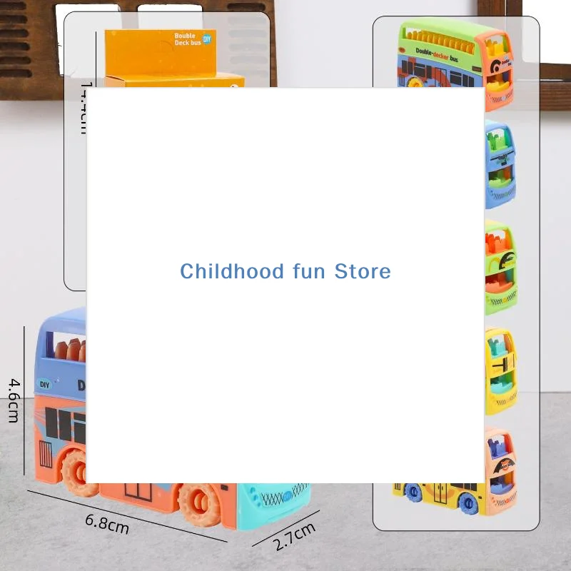 

2 Pcs Colorful Kids Play Bus Car Model Dollhouse Mini Double Decker Bus Toy Early Educational Toys For Toddlers Boys Girls Gift