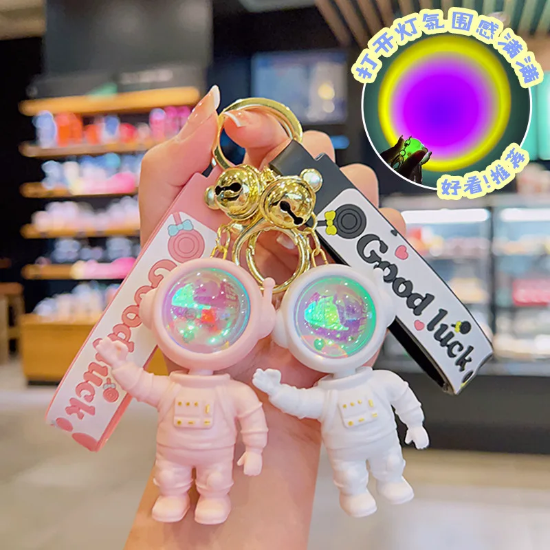 

Cartoon Kawaii Astronaut Sunset Light Light-emitting Keychain Pendant Creative Ins Cute Astronaut Light-emitting Toy Bag Pendant
