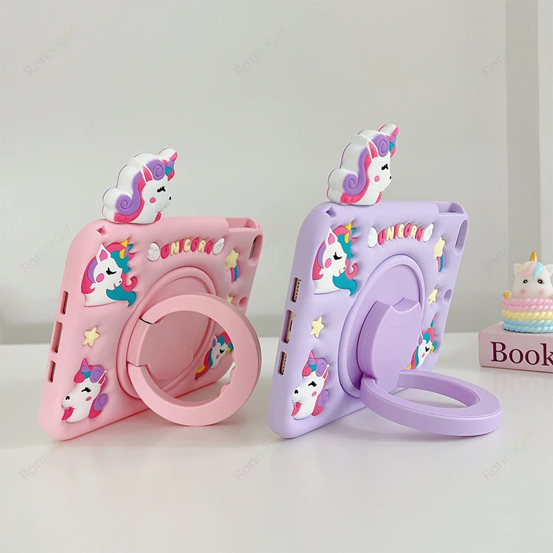 3D Cute Unicorn Case for iPad 9th/8th/7th Generation Case 10.2 inch iPad Air11 2024 iPad pro11 M4 Cartoon Kids Teens Boys Girls