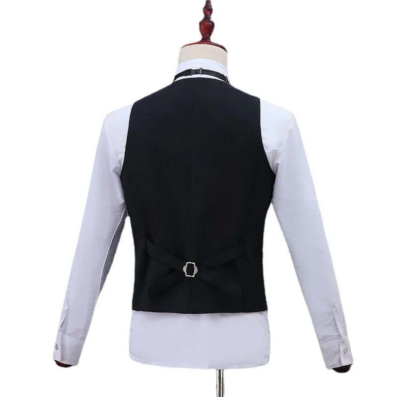 Classic Men Pure Colour Formal Business Suit Vest Black / White New Male Wedding Prom Party Dress Waistcoat Size 4XL-S