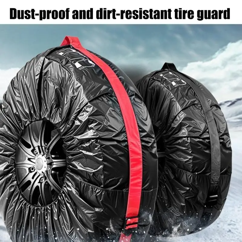 

Pack of 4 Universal Waterproof Dustproof Tire Cover Storage Bag For Cars SUVs Trucks With Adjustable Straps And Handles H9EE