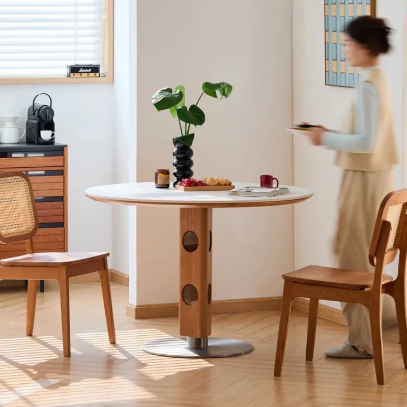 Small apartment solid wood dining table, household cherry wood retro