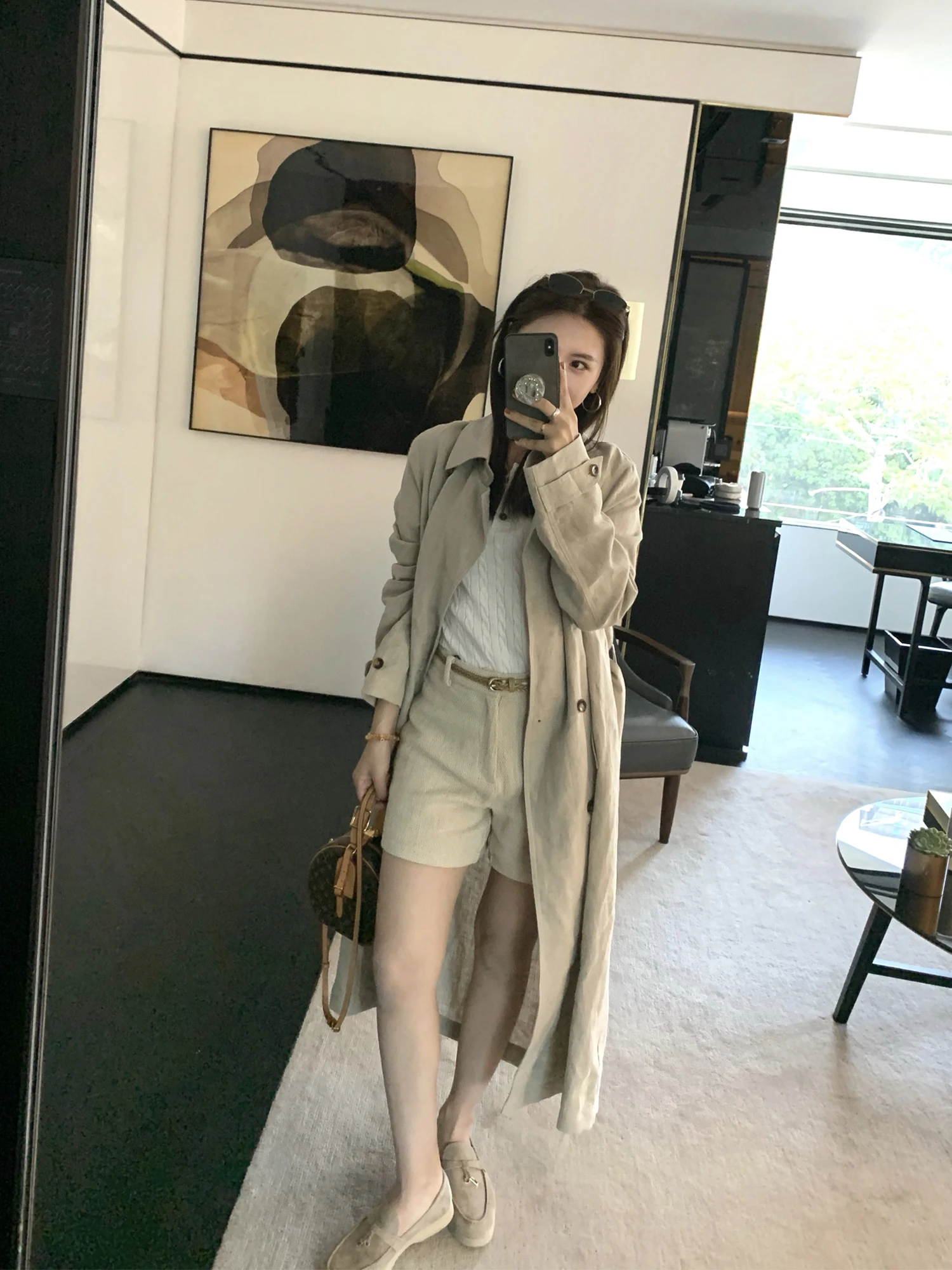 

Длинное льняное пальто Iceybella Ele: Женская модная верхняя одежда на весну, двубортное, с отложным воротником, серия Raindrop