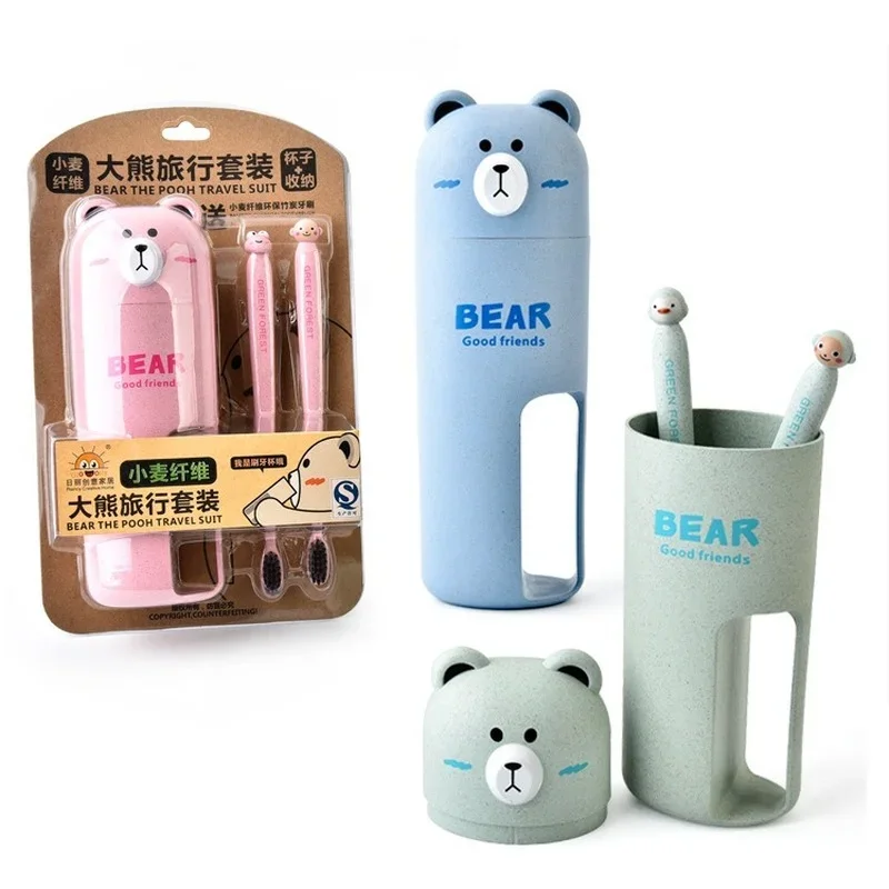 Portable Travel Set toothbrush Cup Storage Box Home Bear Organizer Toothpaste Tooth Brush Towel Wash Gargle Cup