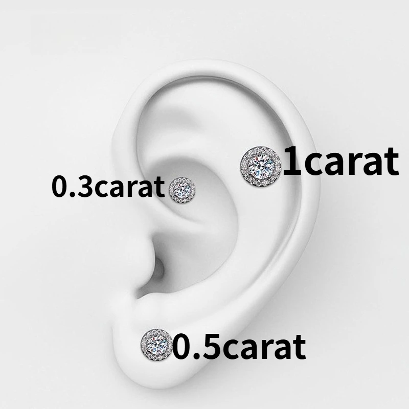 

925 Sterling Silver Moissanite Round Earrings Engagement Wedding Daily Work Party Travel Luxurious Gift For Women