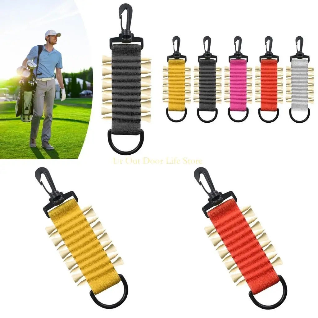 

77UF Golfing Tees Holder for Golfing Glove Adhesive Golfing Tees Storage Holder with 10 Golf Tees Holes and Belt Clip