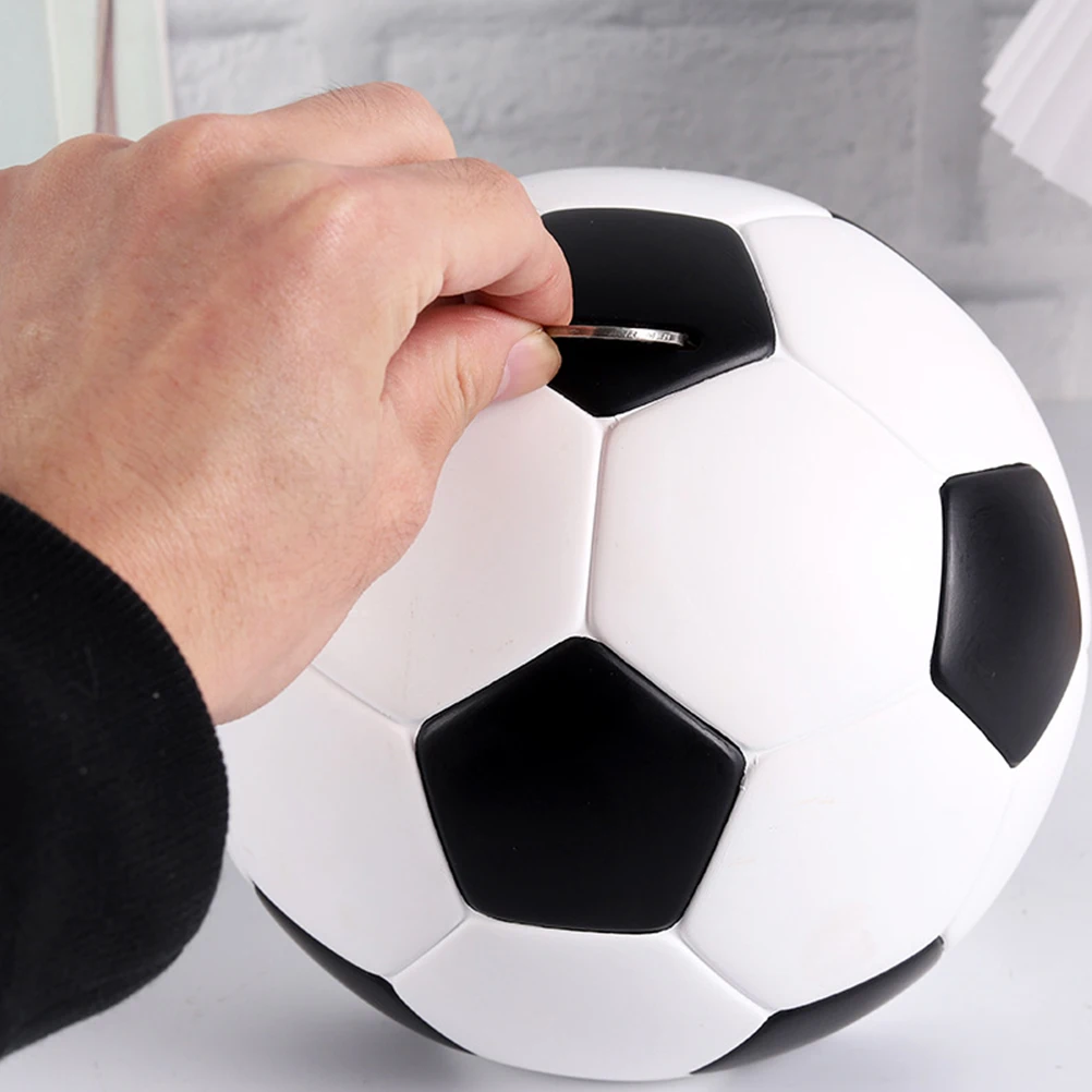 

1pc Creative Resin Football Piggy Bank Money Saving Coin Jar No Break Design Toddler Money Bank Educational Saving Habit