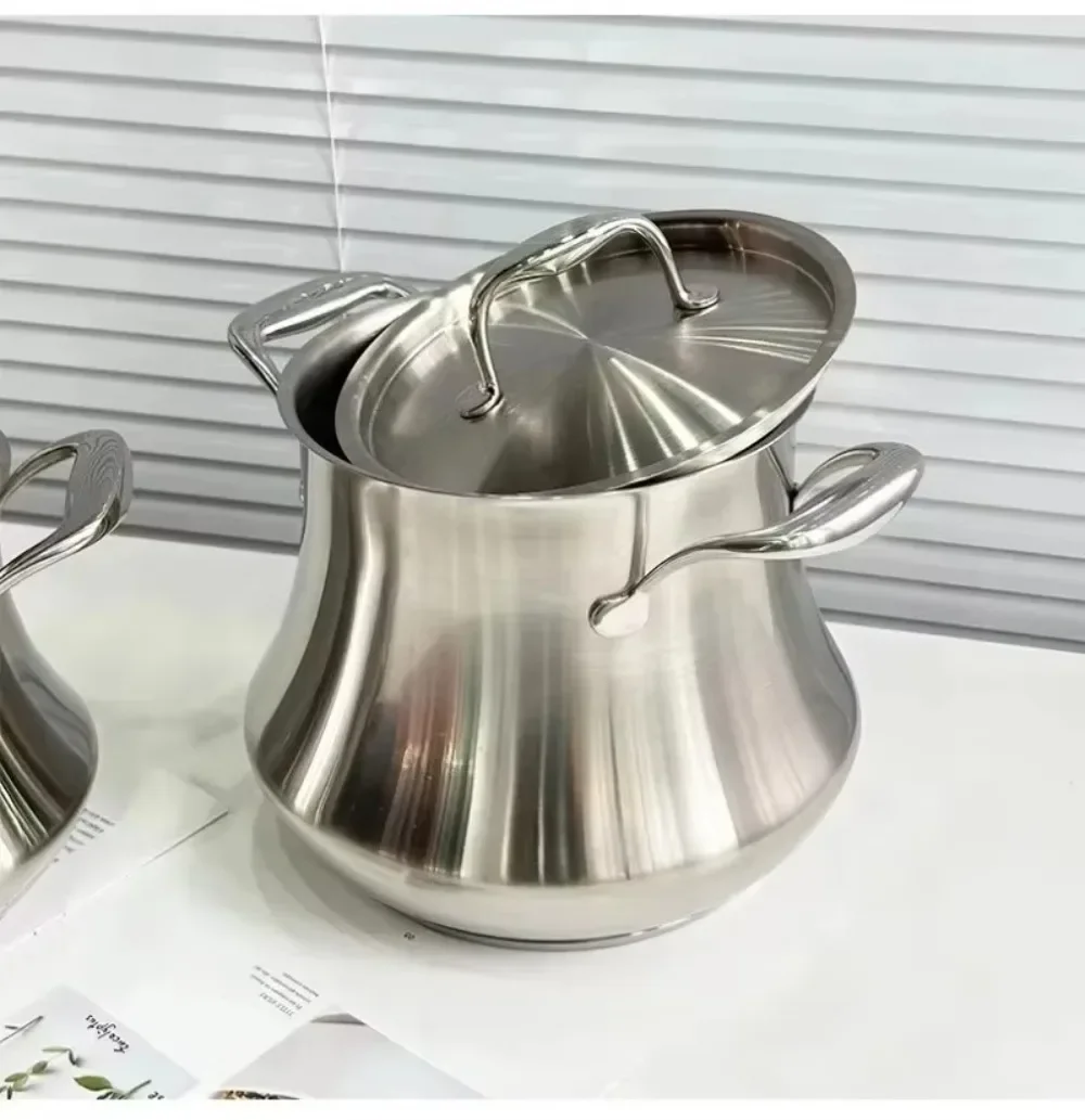 &For Series 18/10 304 Stainless Steel Soup & Stock Pots 3.5L/5.8L Capacity Elegant Kara Pot Design