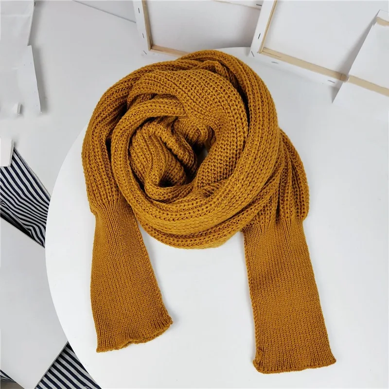 European Style Winter Women Long Scarf with Sleeves Wool Knitted Scarves for Women Thick Warm Casual Shawl High Quality