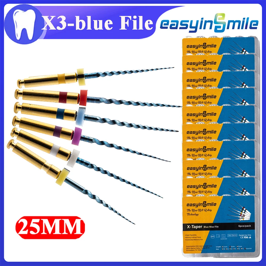 

60pcs(10pack）EASYINSMILE endodontic endo files X-pro gold taper NITI rotary files niti root canal SX-F3 25MMfiles