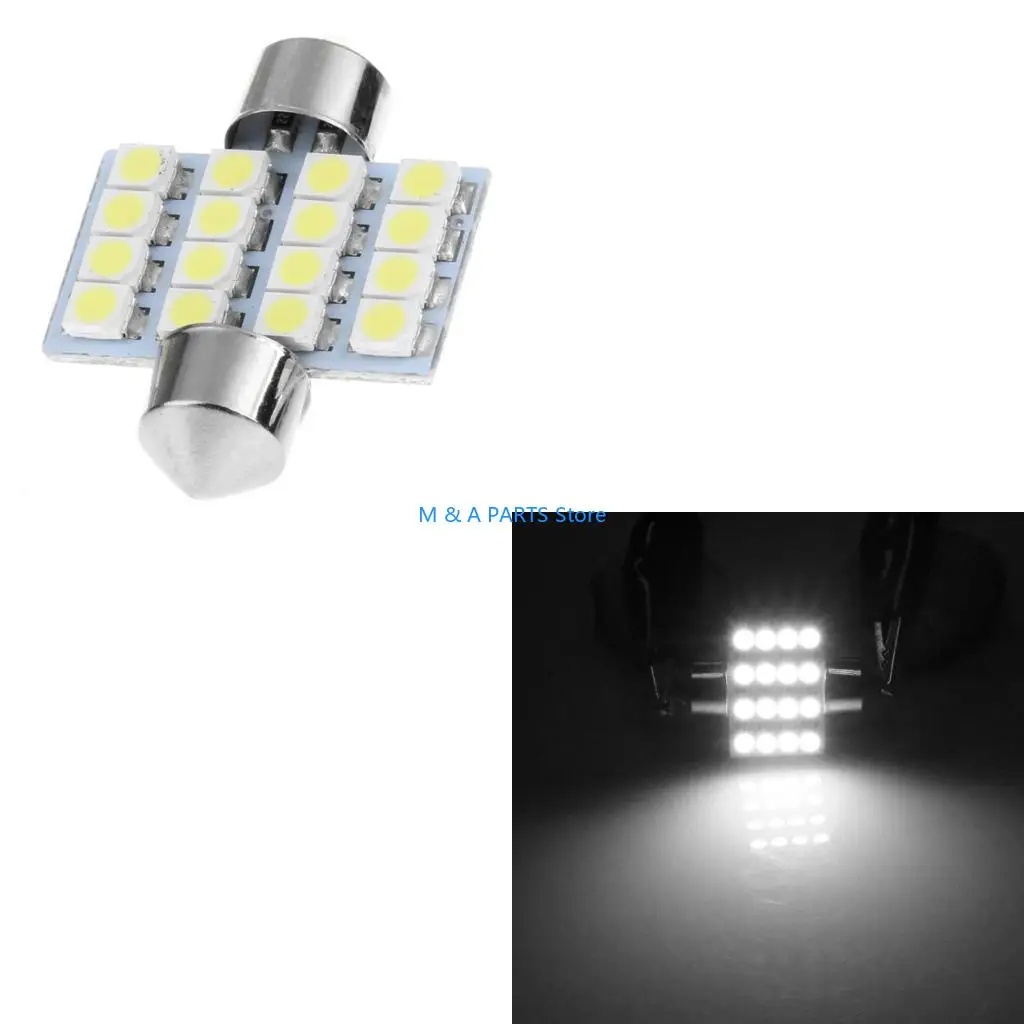 

U1JF 1 шт. 31 мм 3528 16SMD Автомобильный светодиодный купольный гирлянда с двойным наконечником на крышу и номерной знак
