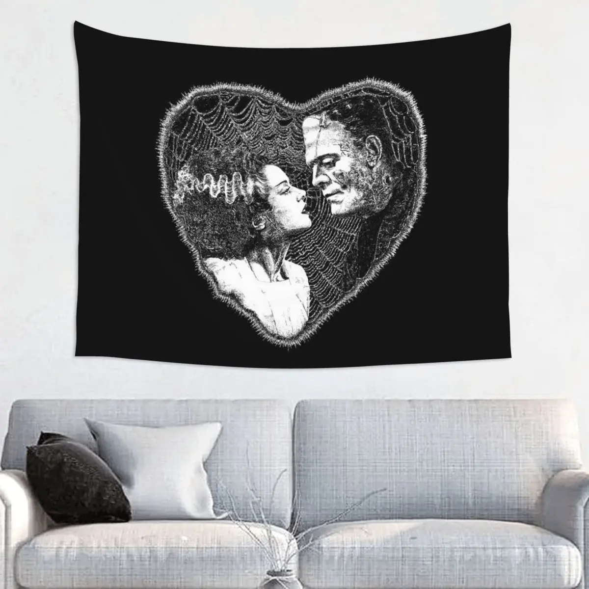 Bride Of Frankenstein Kiss Tapestries for Table Cloth Science Fiction Horror Film Hippie Wall Hanging Tapestry Home Decor