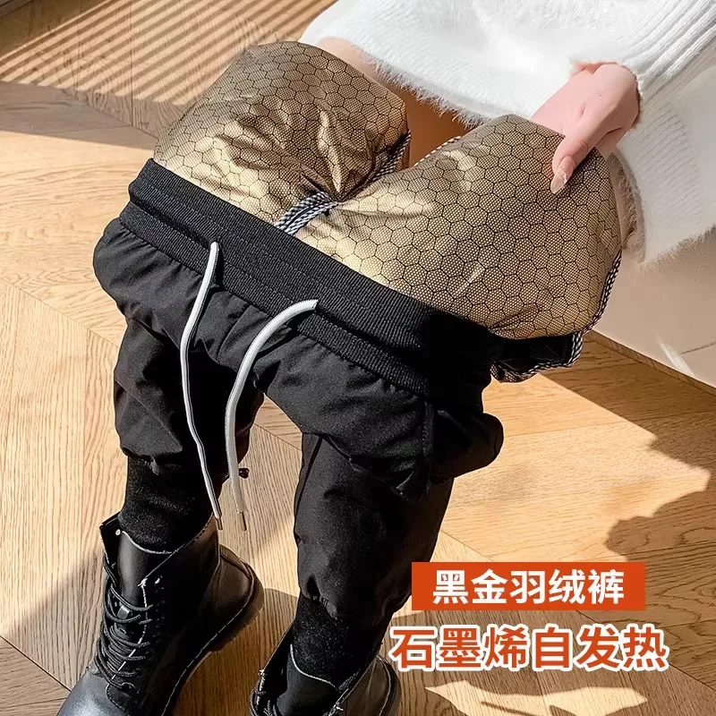 

Graphene 90, белые брюки на утином пуху, женские зимние теплые ветрозащитные водонепроницаемые термочерные пуховые брюки, pantalones hombre PT-617