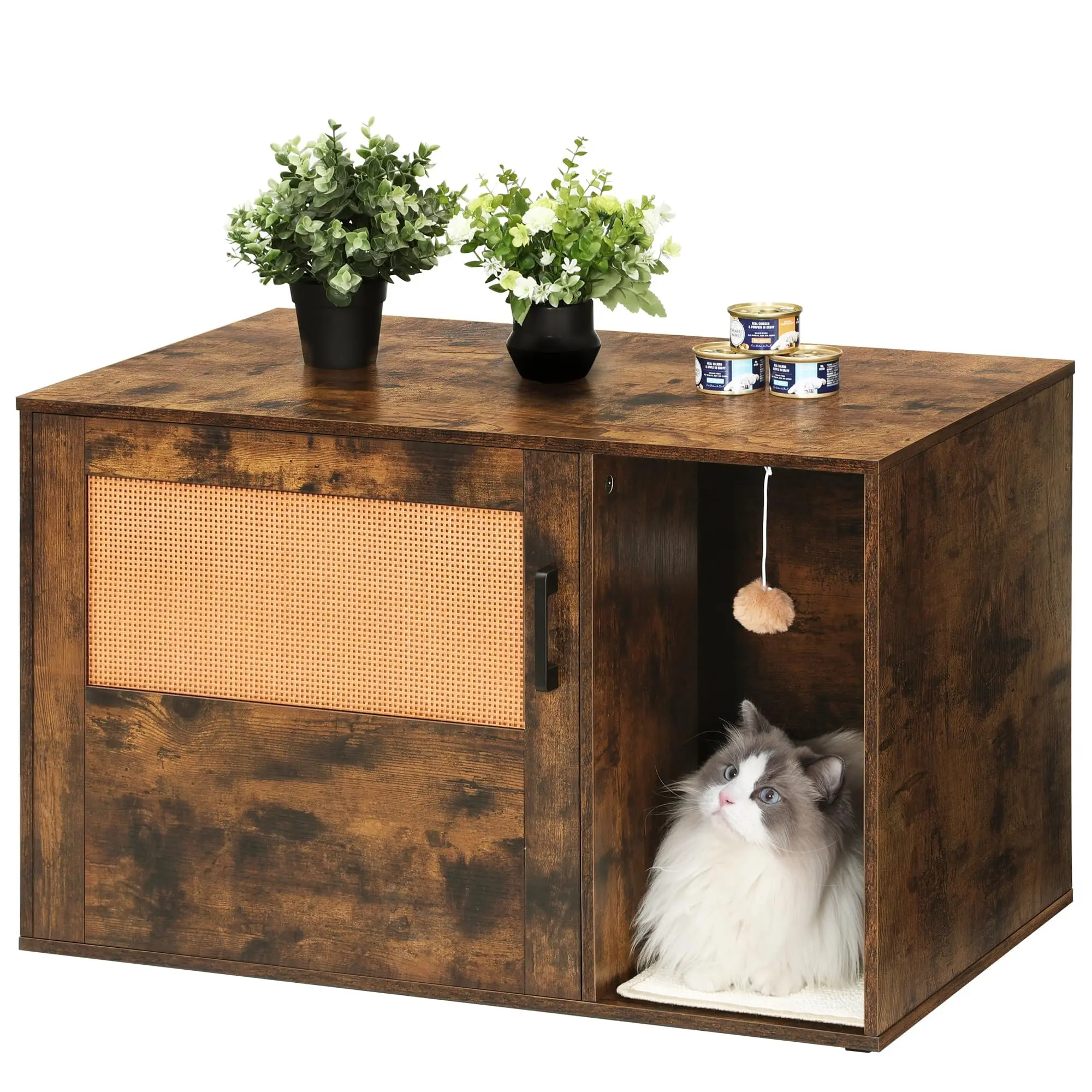 

Modern Wood Pet Crate Cat Washroom Hidden Box Enclosure Furniture House As Table Nightstand