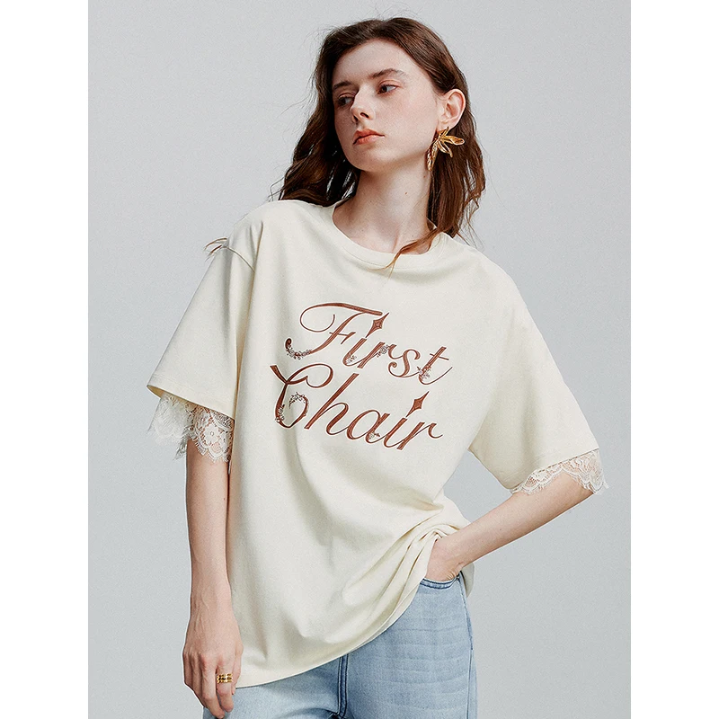 TOYOUTH Dames T-shirt met korte mouwen 2025, lente nieuwe tops 8521002