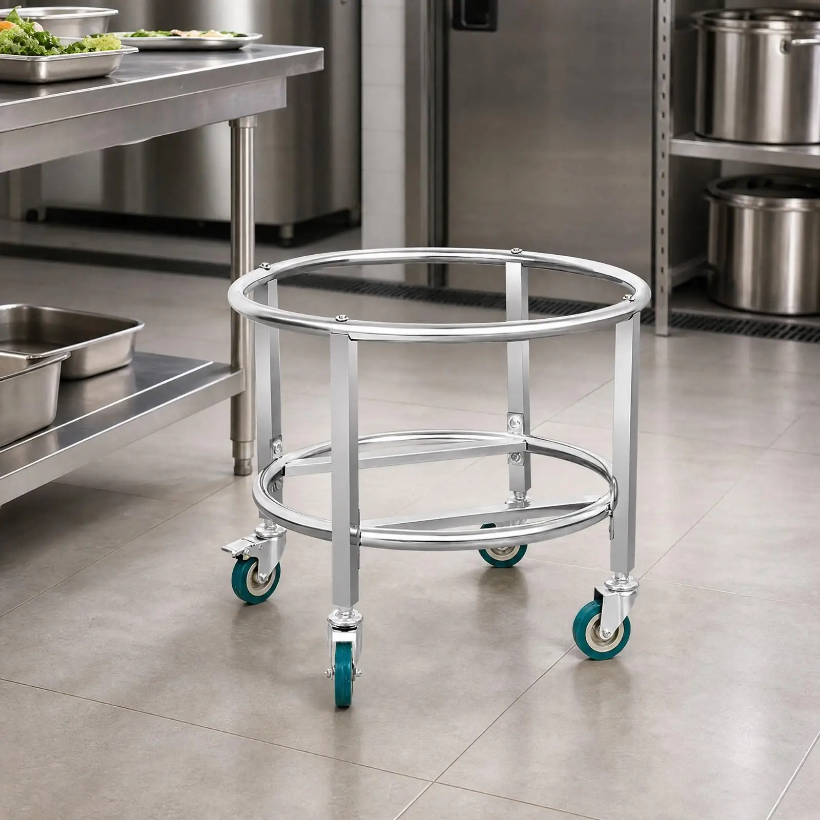 Soup Bucket Rack Trolley on Wheels for Restaurant Kitchen Heavy Bucket Mobility and Access