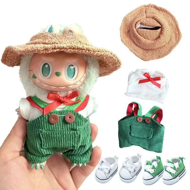 

Green Overalls Set For Labubu 3.0 Big Into Energy Series Doll Outfit For Labubu v1/v2/v3 Doll Clothing Accessories