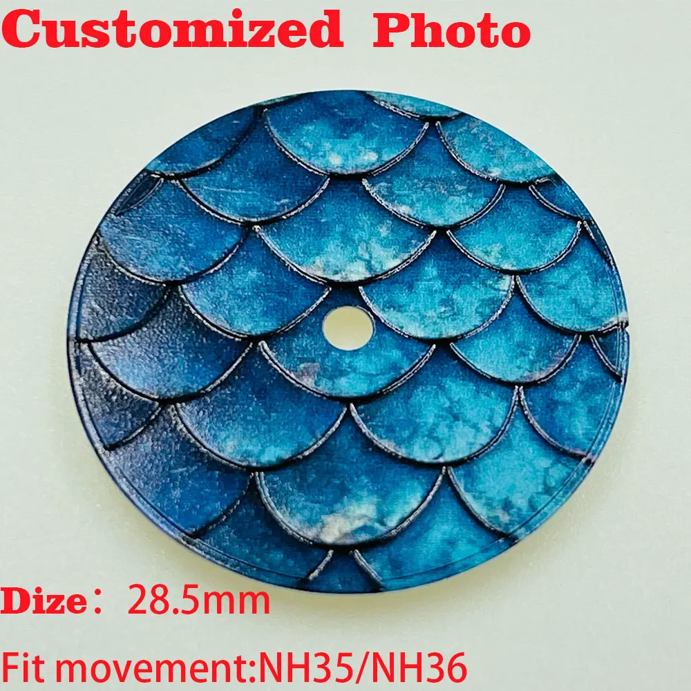 Customizable photo dial, 28.5mm new koi texture dial, suitable for NH35 and NH36 automatic movements