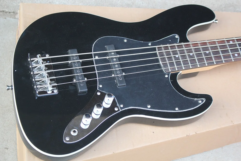 Flyoung Factory Black Electric Bass Guitar 5 Strings Bass Professional Electric Bass Guitar