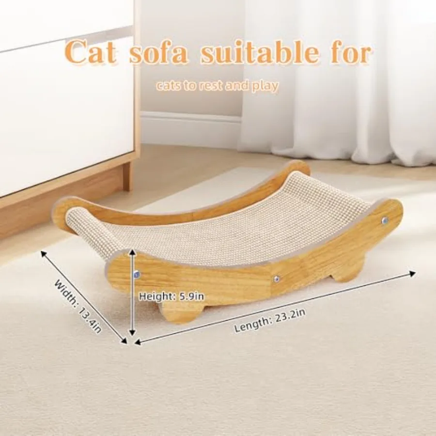 Sisal-Katzenkratzer, Bettform, U für Katzen im Innenbereich, Hängematte zum Kratzen, große Katzen-Lounge mit Holzmöbelschutz, Ausweis