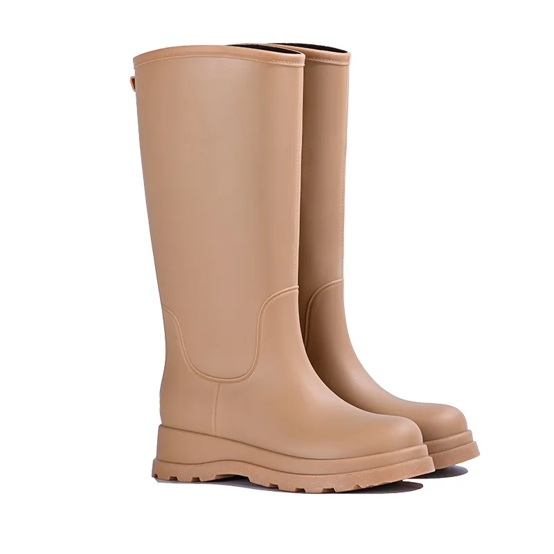 Botas de lluvia impermeables para mujer, zapatos de goma de tubo largo, antideslizantes, de 30CM, 2024