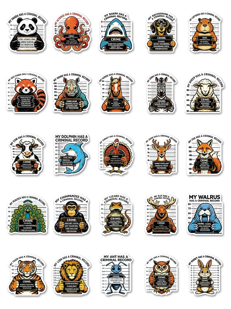 50pc Cartoon Funny Animal In Prison Graffiti Stickers Suitcase Laptop Skateboard Personalized Stickers