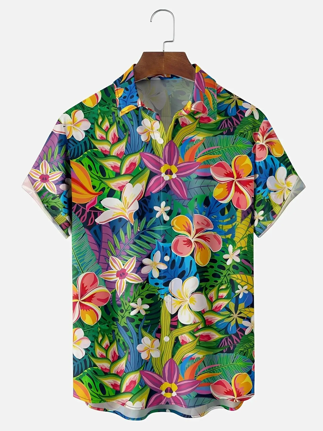Men's Short Sleeve Button Shirt Gradient Watercolor Blossom Full Print Casual Summer Vacation Hawaiian Mens Clothing