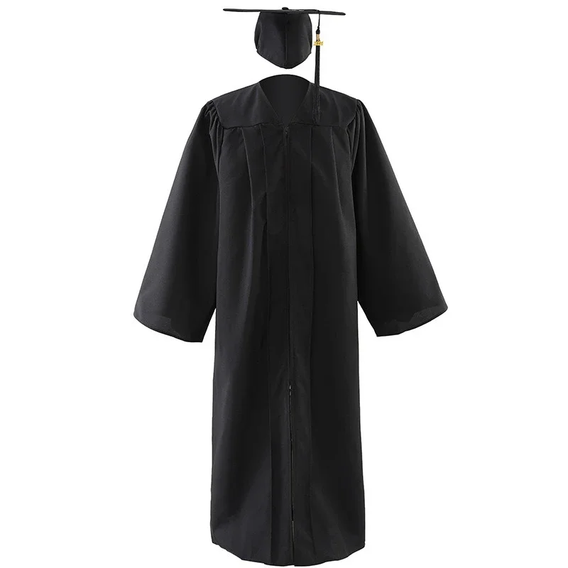 Homem mulher vestido de formatura macio fosco vestido de formatura chapéu borla conjunto novo unisex traje de formatura para o ensino médio e solteiro