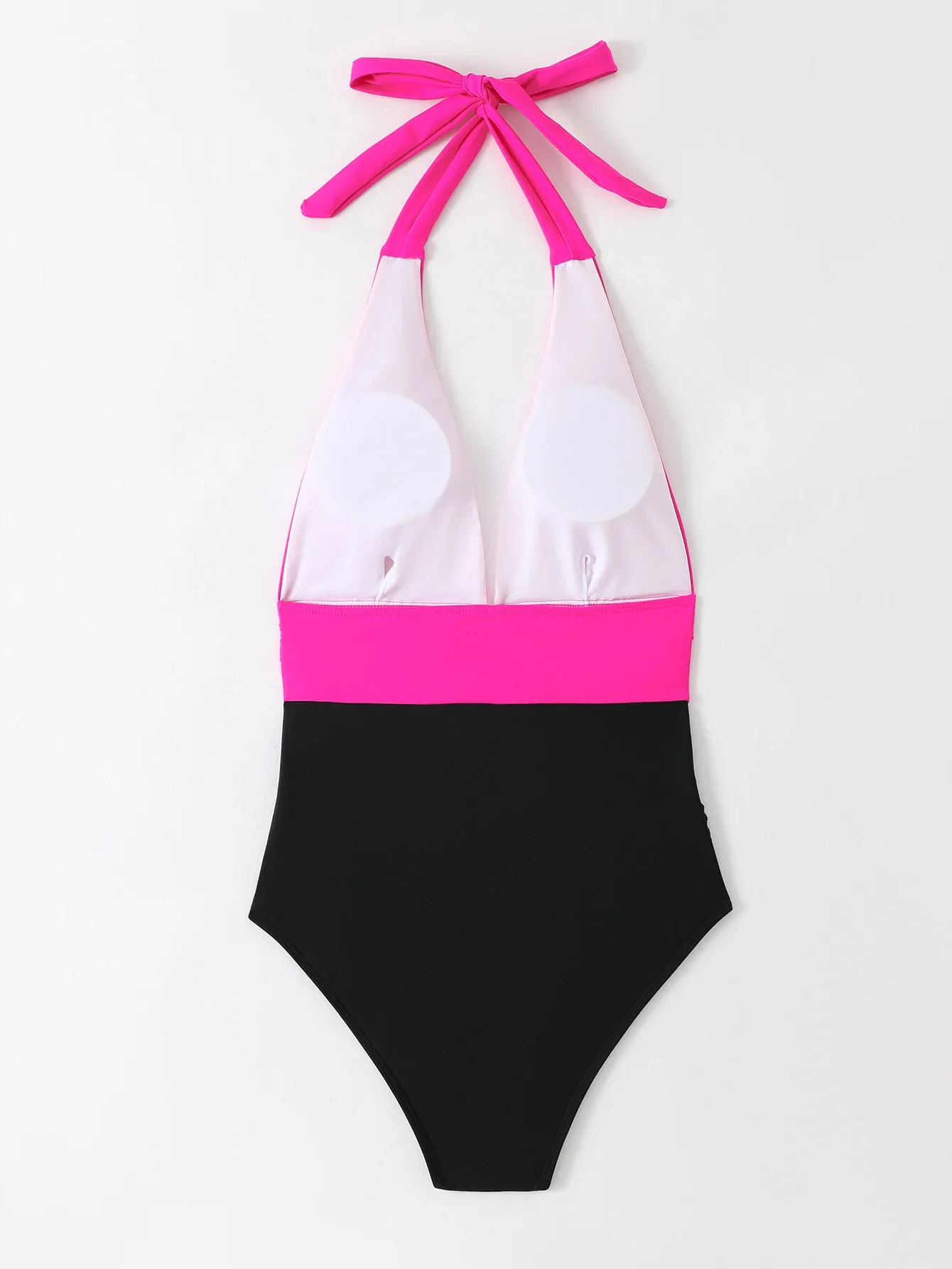 sexy patchwork swimsuit one piece halter tie backless deep v-neck Bikinis Swimwear Swimsuits beach outfits bodysuit biquini