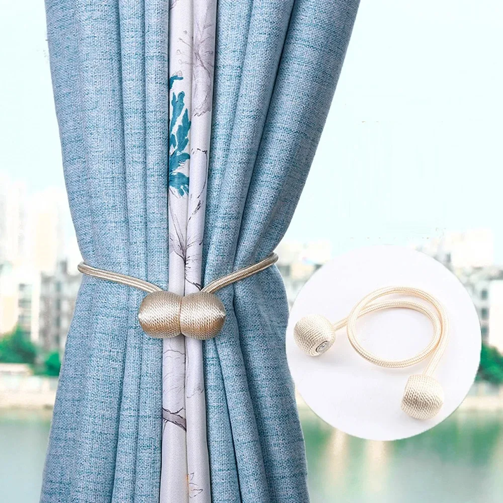 2/4Pcs Magnetic Ball Curtain Tiebacks Tie Rope Accessory Rods Accessoires Backs Holdbacks Buckle Clips Hook Holder Home Decor